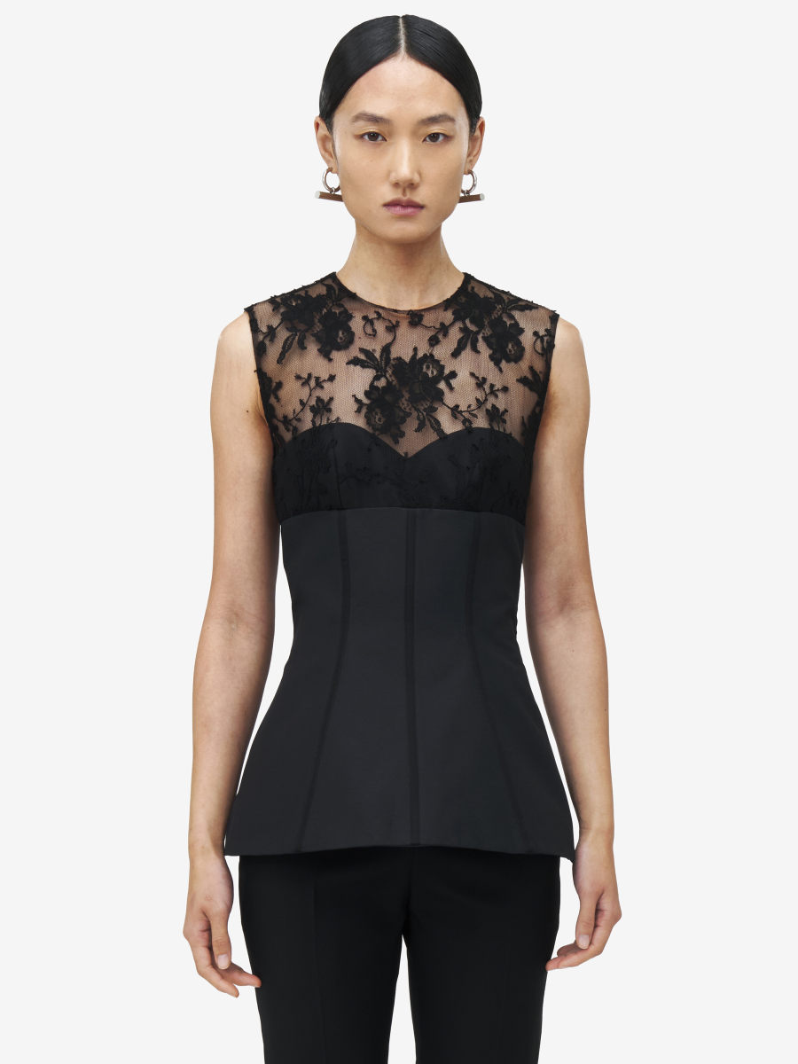 ALEXANDER MCQUEEN - Lace Bustier Top - Item 832038QEAGE